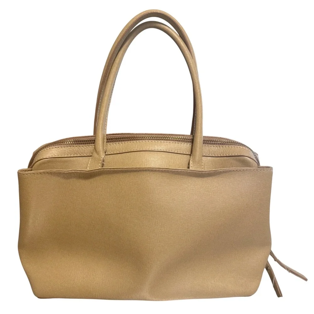 Iacucci Made in Italy Genuine Leather Woven Satchel‎ Taupe Tan